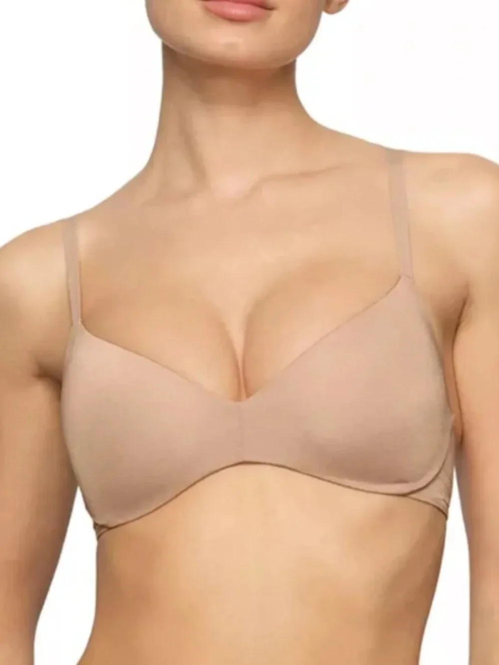 SKIMS Wireless Form Push Up Plunge Bra Womens 36B Clay Soft Foam Padded NEW - Picture 1 of 6